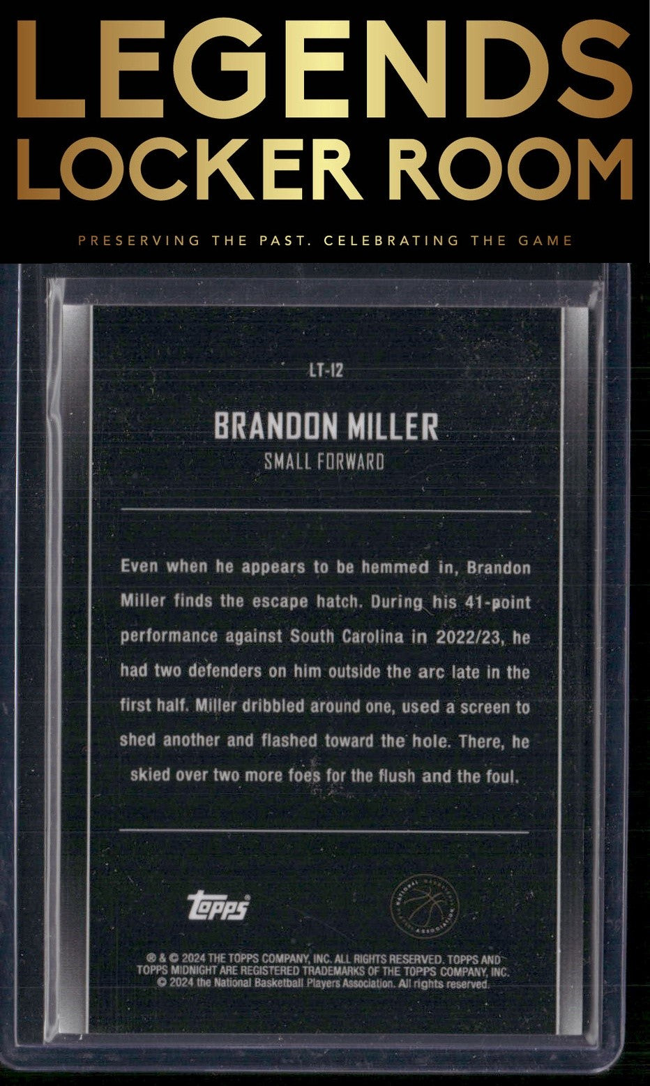 2023-24 Topps Midnight #LT-12 Brandon Miller Lunar Tide