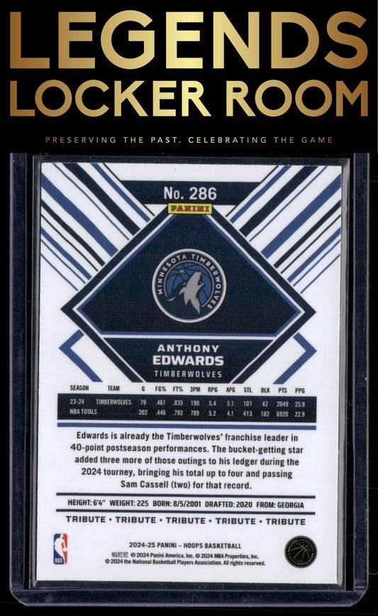 2024-25 Hoops #286 Anthony Edwards Premium Prizms Silver