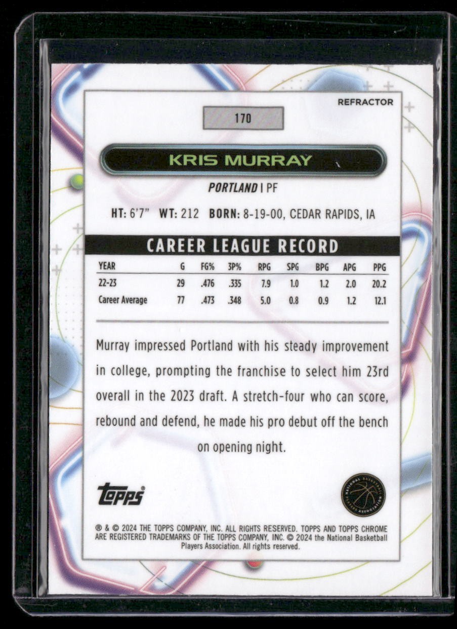 2023-24 Topps Chrome Cosmic #170 Kris Murray Refractors