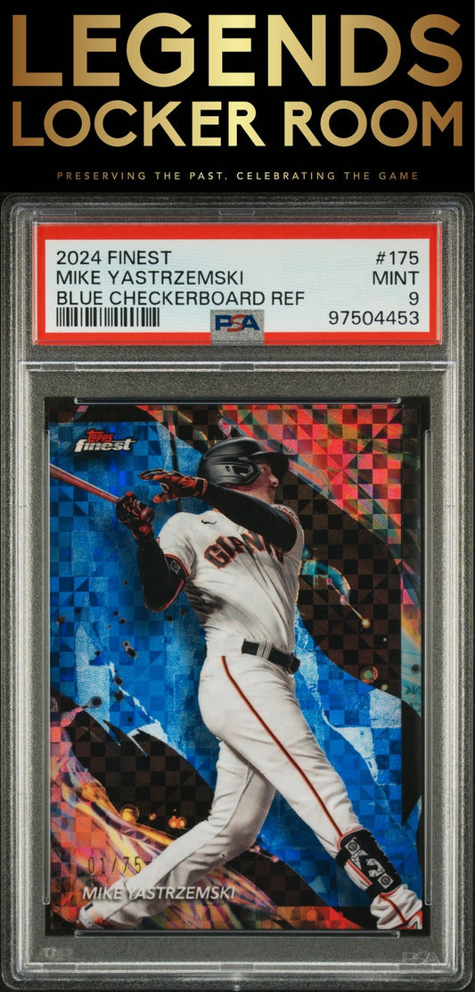 2024 Topps Finest #175 Mike Yastrzemski Blue Checkerboard Ref PSA 9