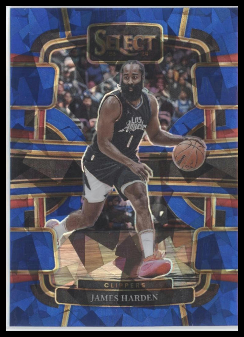 2023-24 Panini Select #64 James Harden Blue Cracked Ice Prizms