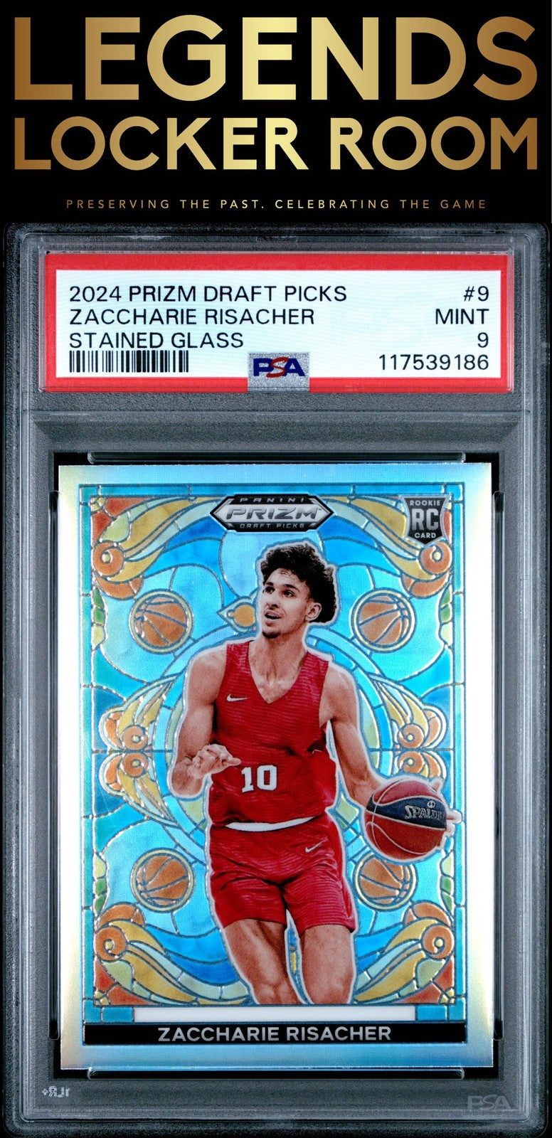2024 Panini Prizm Draft Picks Stained Glass #9 Zaccharie Risacher PSA 9