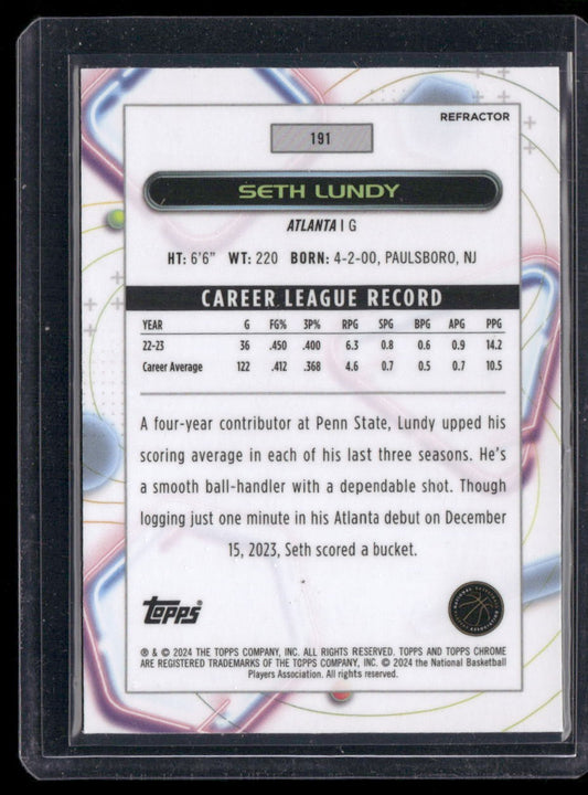 2023-24 Topps Chrome Cosmic #191 Seth Lundy Refractors