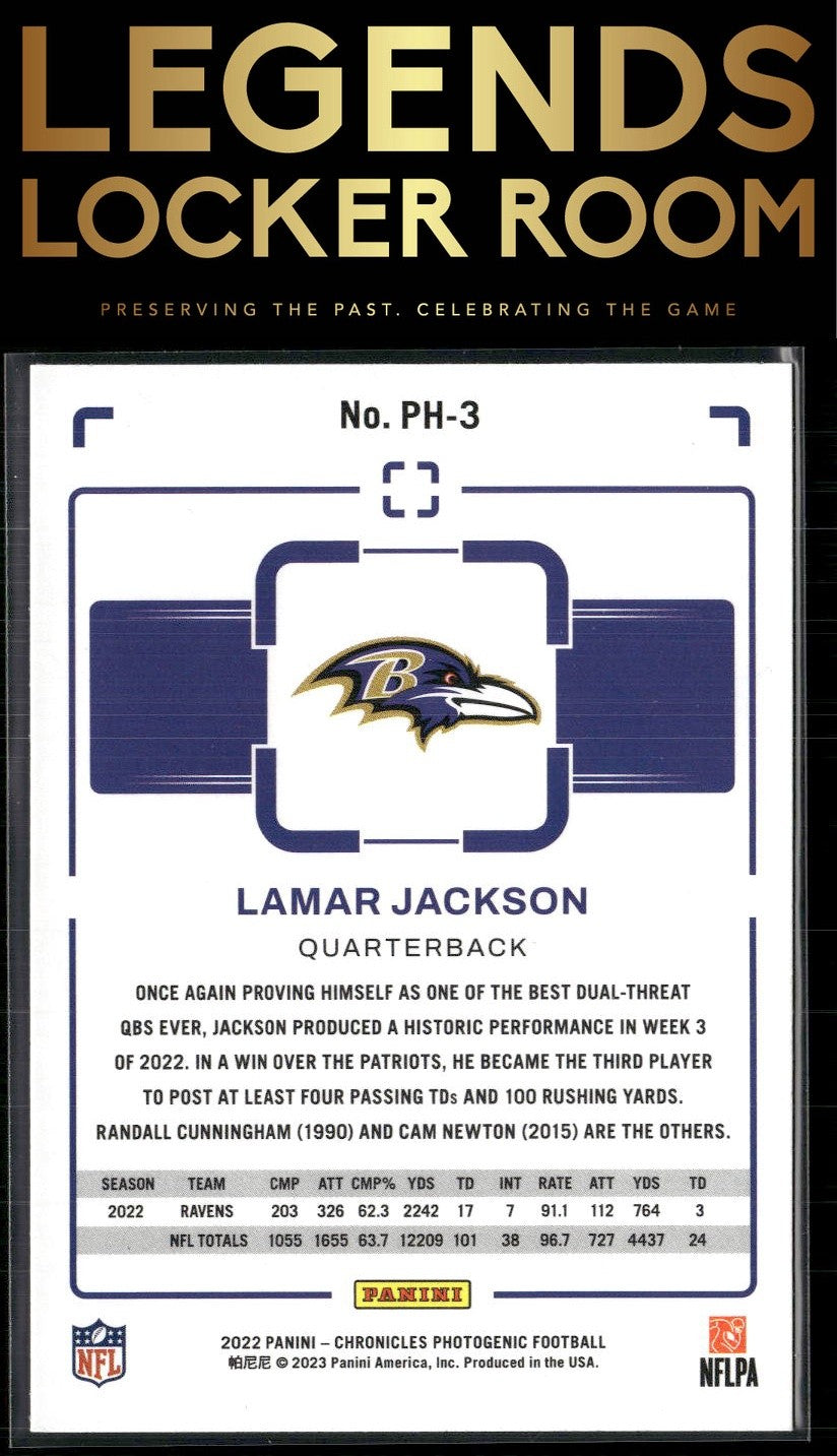 2022 Panini Chronicles #PH-3 Lamar Jackson Photogenic