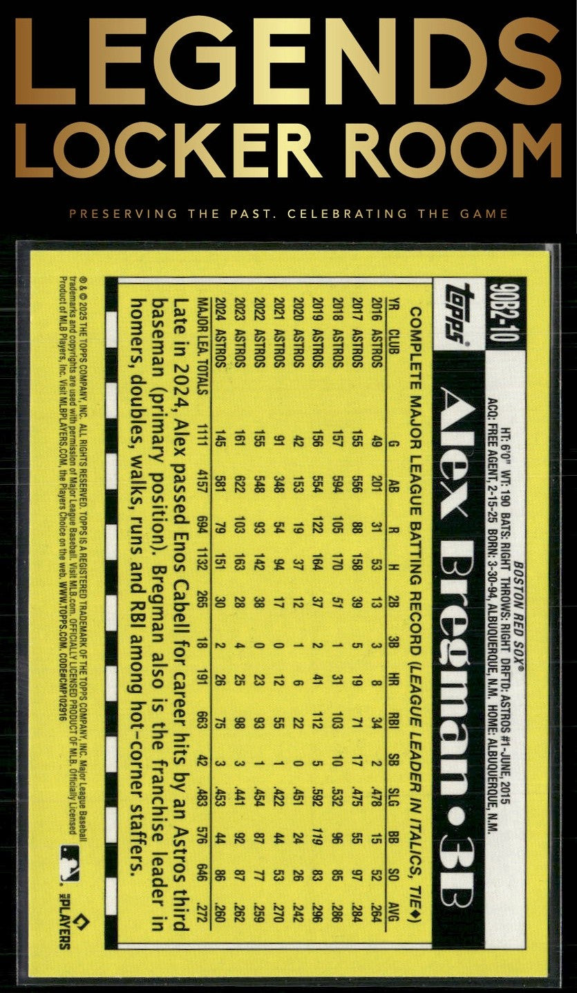 2025 Topps Alex Bregman 1990 Topps Baseball 35th Anniversary
