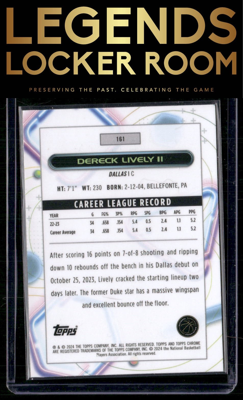 2023-24 Topps Chrome Cosmic #161 Dereck Lively II