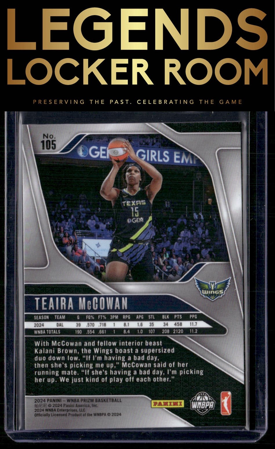 2024 Panini Prizm WNBA #105 Teaira McCowan