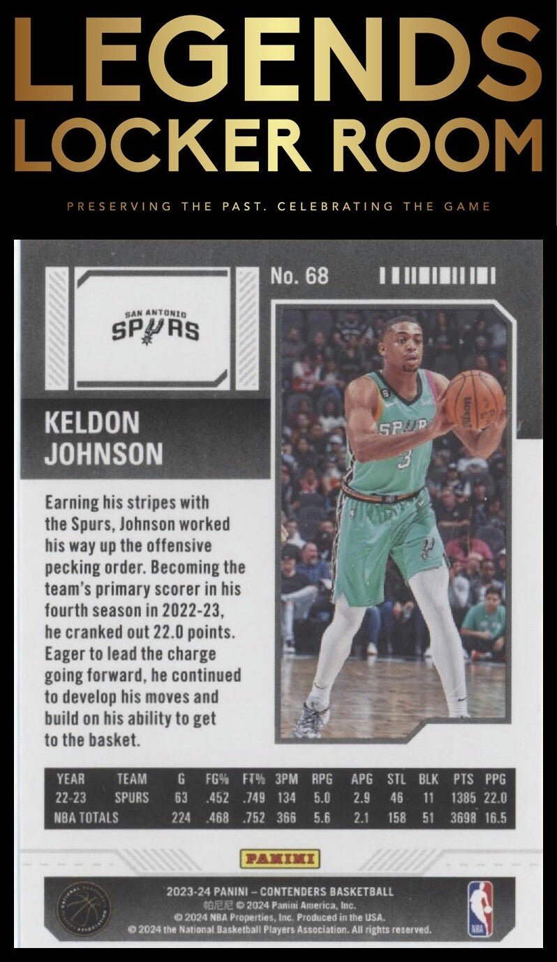 2023-24 Panini Contenders #68 Keldon Johnson Season Ticket Retail