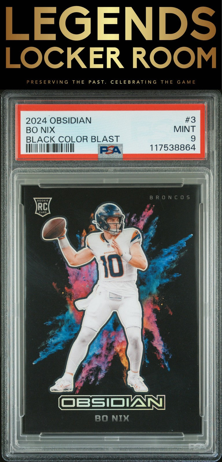 2024 Panini Obsidian Black Color Blast #3 Bo Nix PSA 9