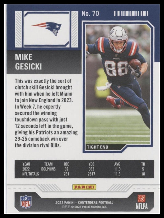 2023 Panini Contenders #70 Mike Gesicki Season Ticket Retail