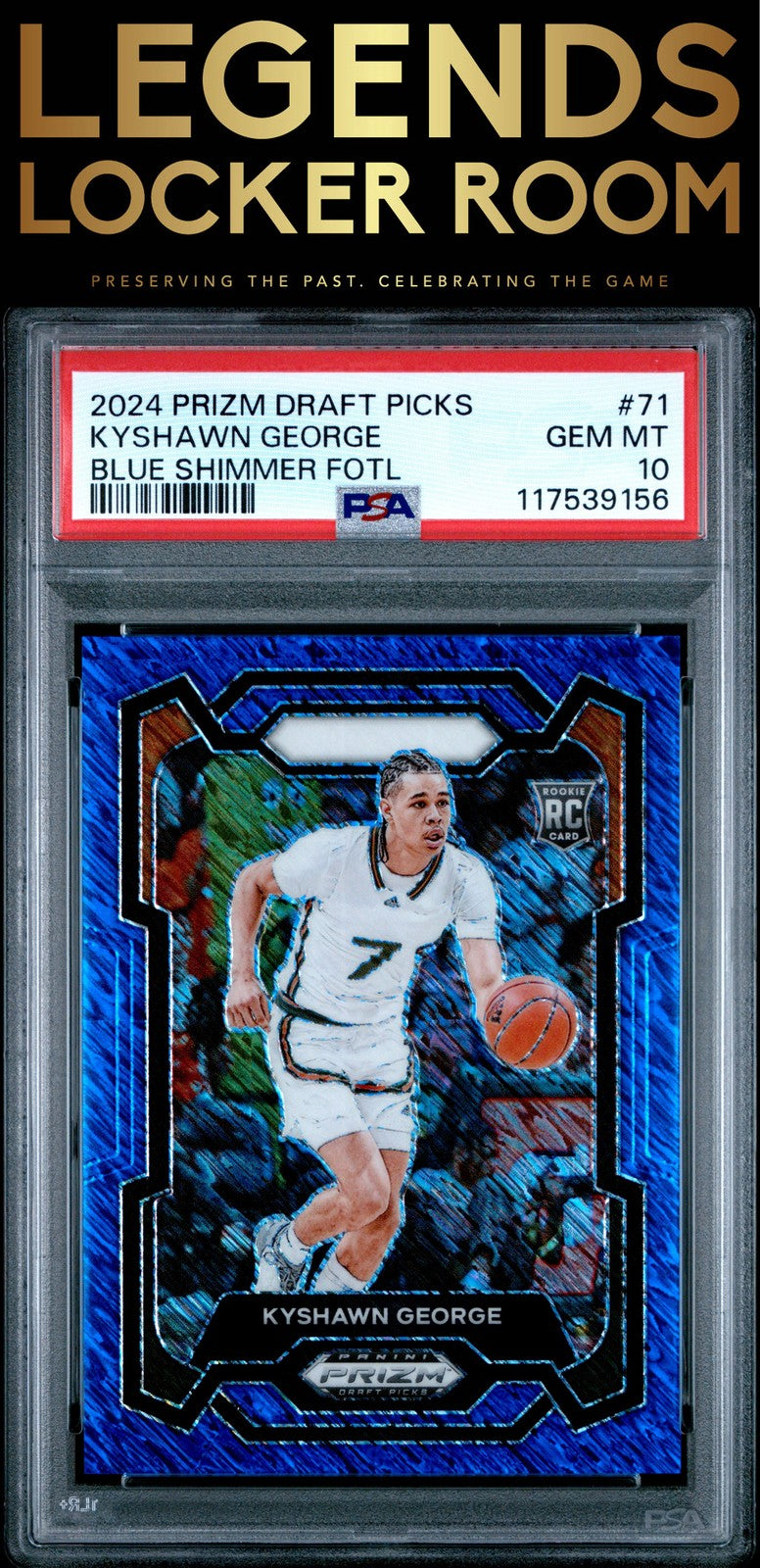 2024 Panini Prizm Draft Picks Kyshawn George Blue Shimmer Fotl PSA 10