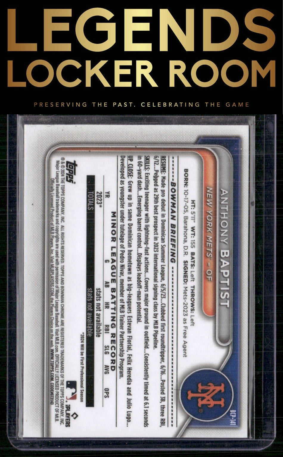 2024 Bowman #BCP-141 Anthony Baptist Chrome Prospects