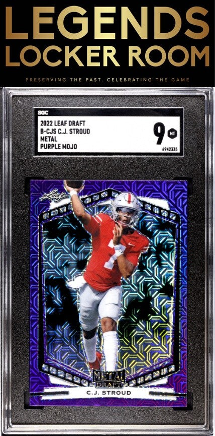 2022 Leaf Draft #B-CJS Cj Stroud Metal Purple Mojo SGC 9