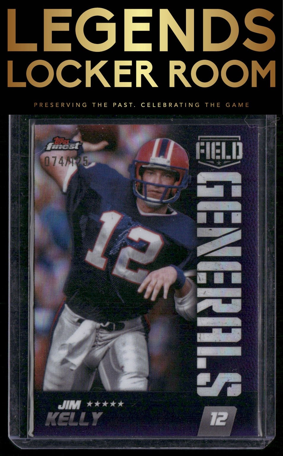 2024 Finest #FG-14 Jim Kelly Field Generals Purple Refractor #/125
