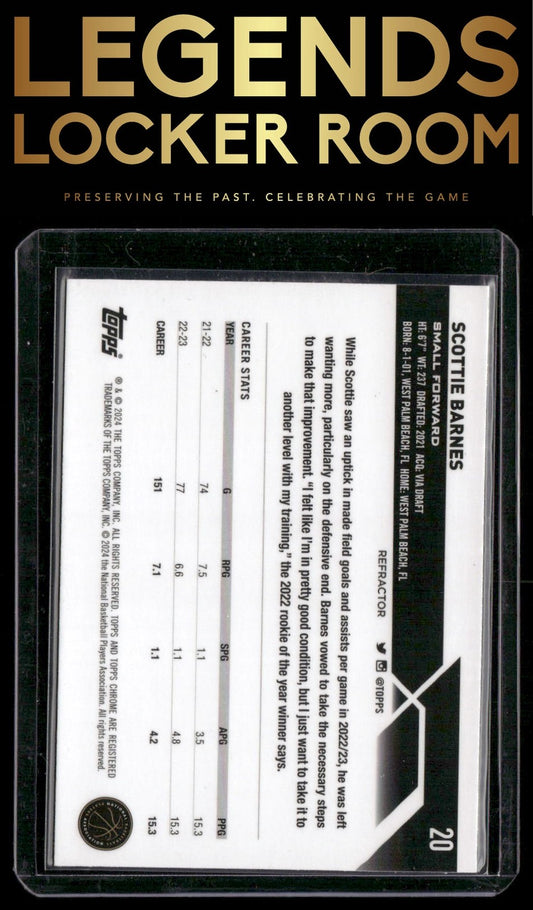 2023-24 Topps Chrome #20 Scottie Barnes Refractors