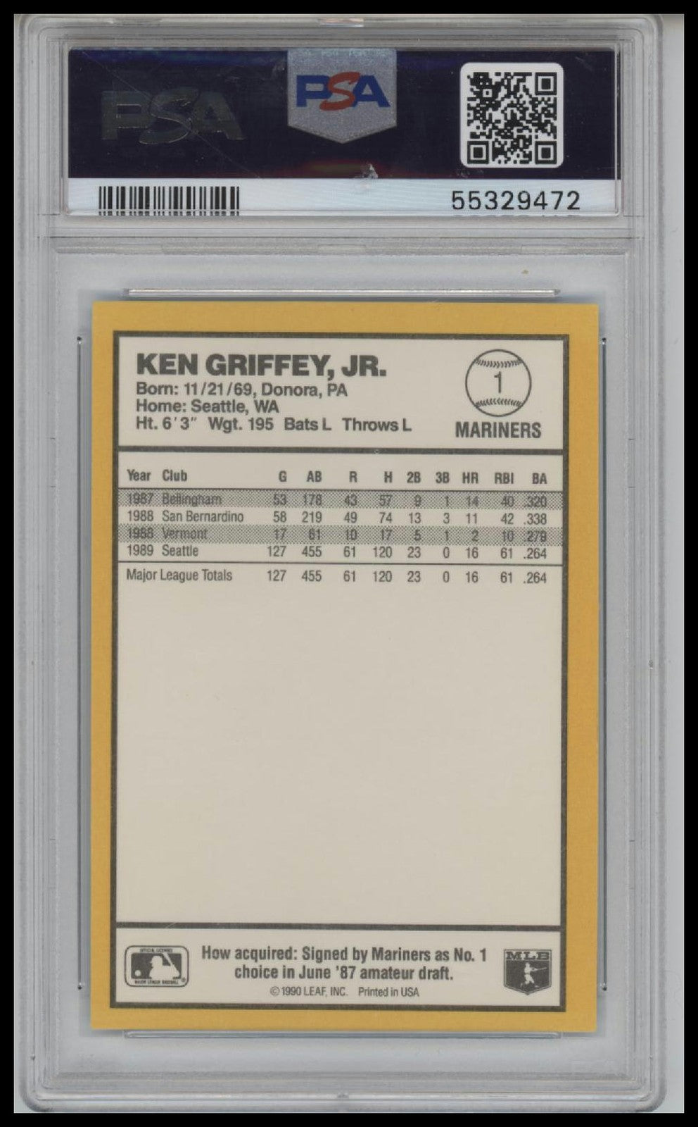 1990 Donruss Best A.L. #1 Ken Griffey Jr. PSA 10
