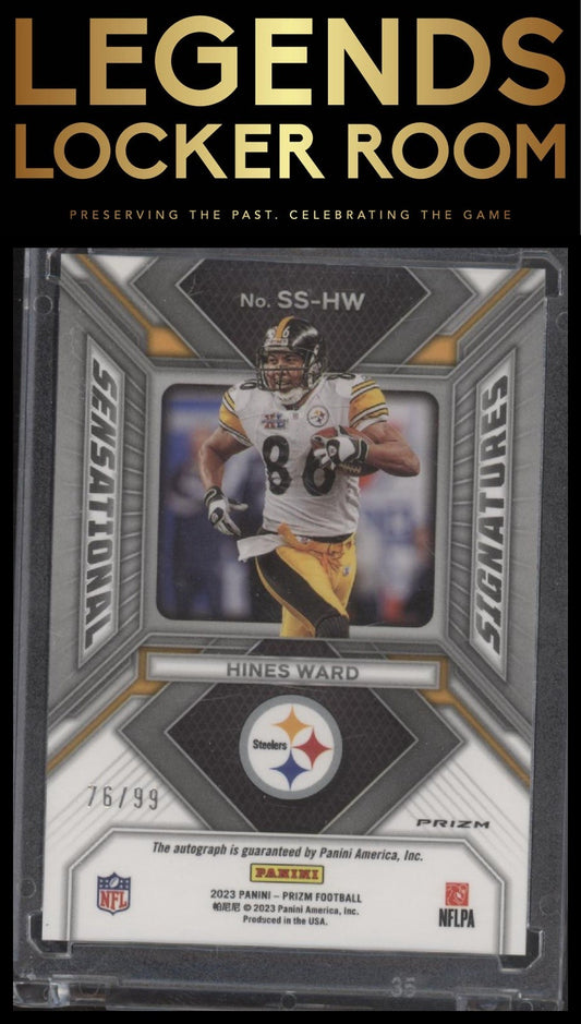 2023 Panini Prizm #SS-HW Hines Ward Sensational Signatures Prizm Blue Ice #/99