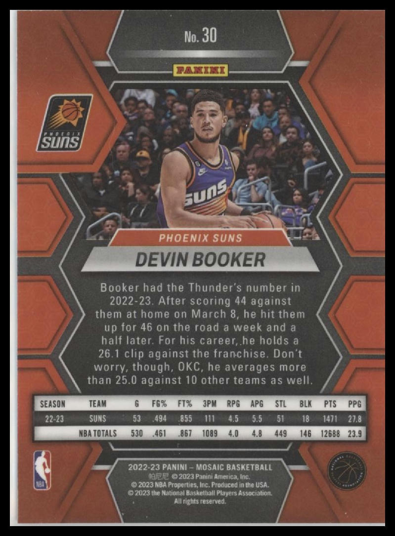 2022-23 Panini Mosaic #30 Devin Booker