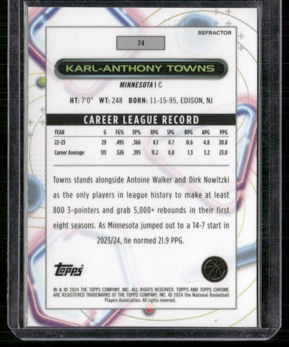 2023-24 Topps Chrome Cosmic #74 Karl-Anthony Towns Refractors