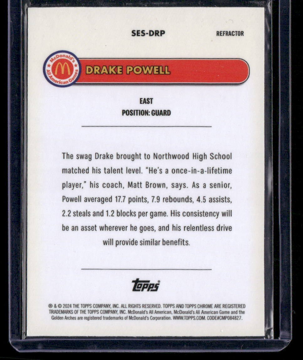2024 Topps Chrome McDonald's All-American Drake Powell Major Stars Refractor