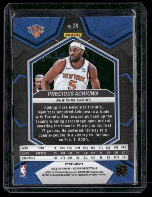 2023-24 Panini Mosaic #34 Precious Achiuwa Mosaic
