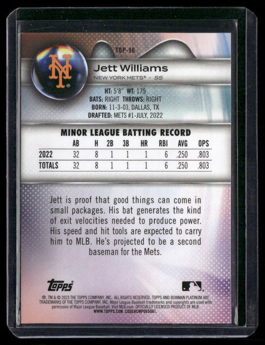 2023 Bowman Platinum #TOP-96 Jett Williams Top Prospects