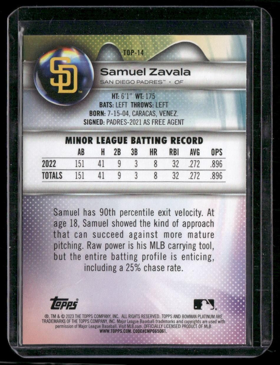 2023 Bowman Platinum #TOP-14 Samuel Zavala Top Prospects