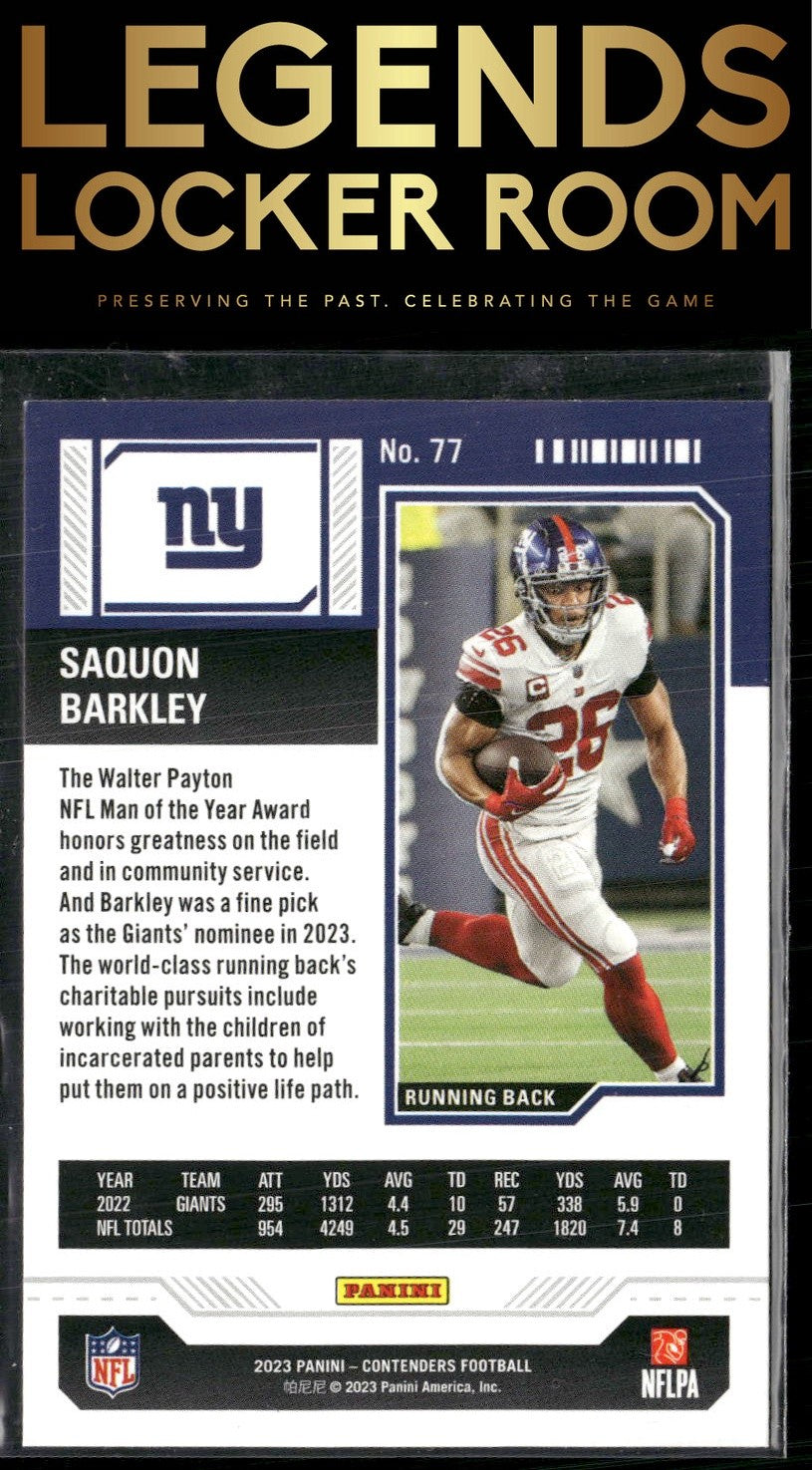 2023 Panini Contenders #77 Saquon Barkley Season Ticket Retail