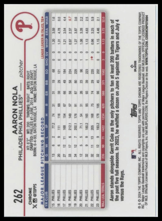 2024 Topps Chrome #262 Aaron Nola