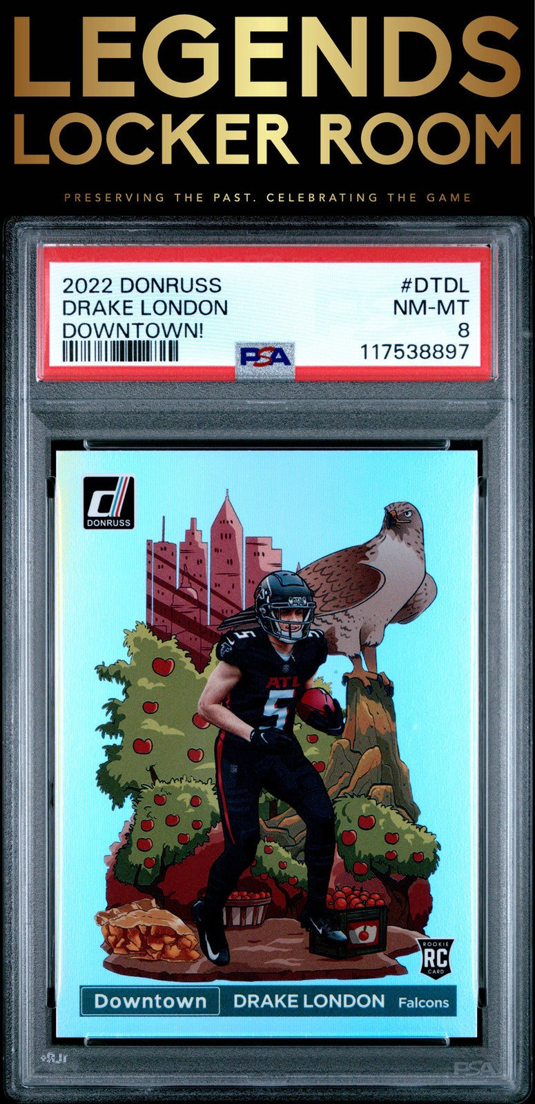 2022 Panini Donruss Downtown #DTDL Drake London Downtown! PSA 8