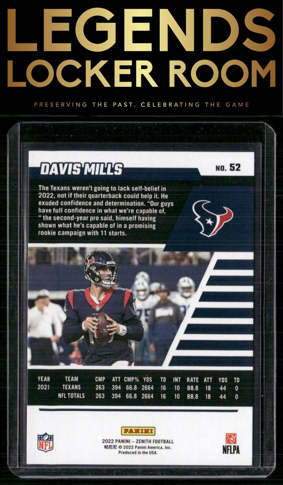 2022 Zenith #52 Davis Mills