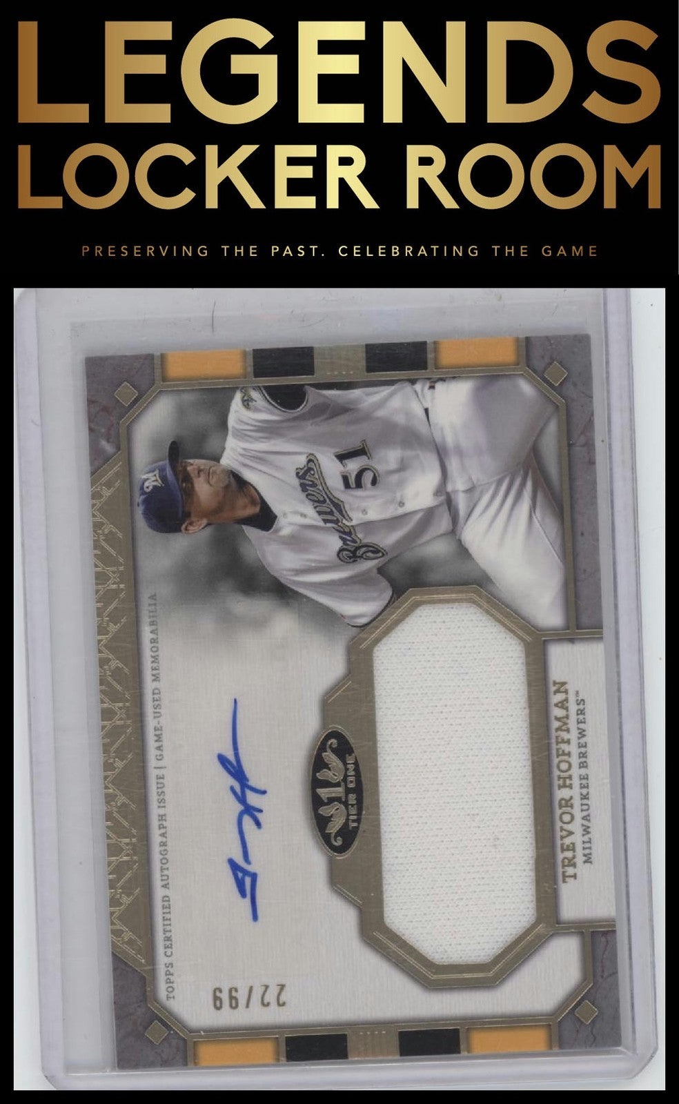 2024 Topps Tier One #AT1JR-TH Trevor Hoffman Auto Tier One Relics Jumbo /99
