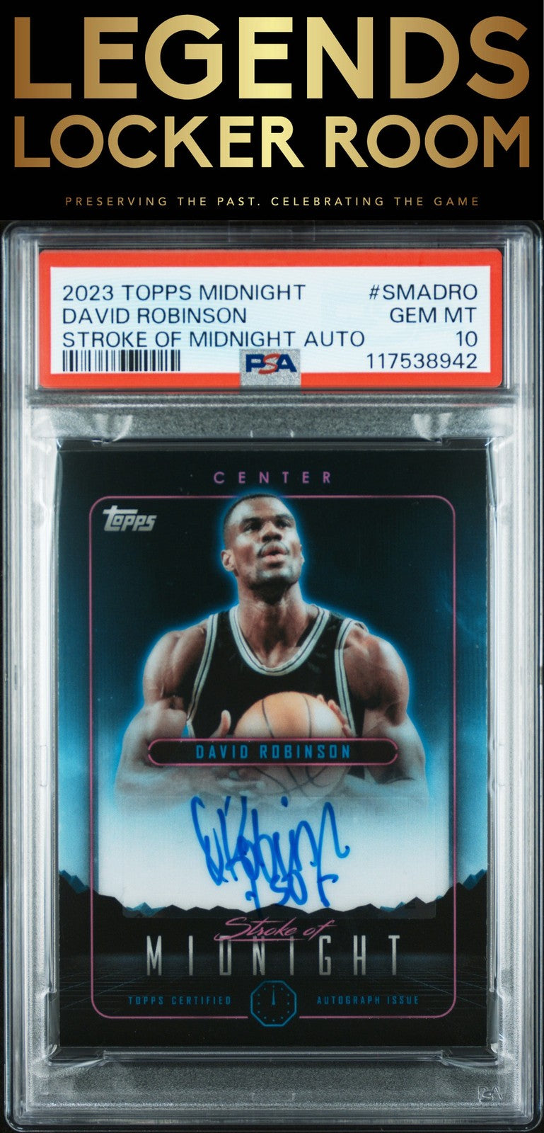 2023 Topps Midnight Stroke Of Midnight Autographs #SMADRO David Robinson PSA 10