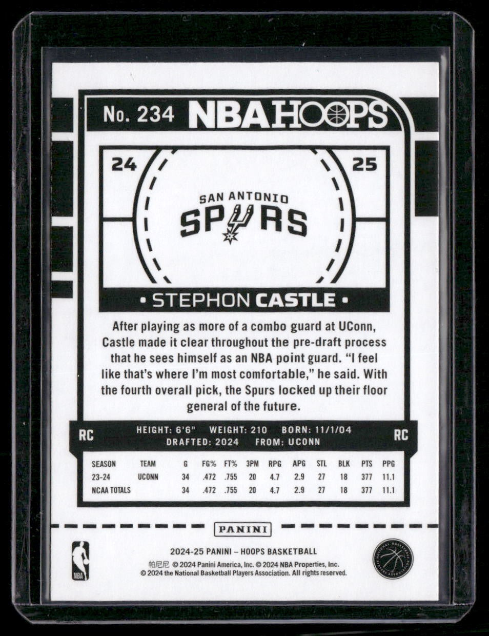 2024-25 Hoops #234 Stephon Castle