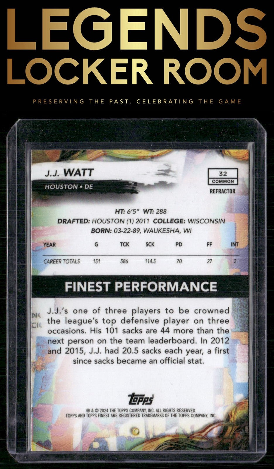 2024 Finest #32 J.J. Watt Refractor