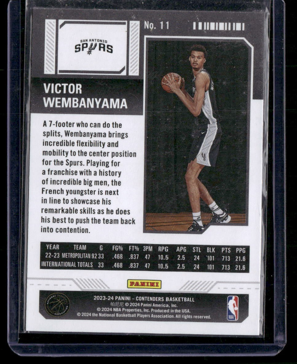 2023-24 Panini Contenders #11 Victor Wembanyama Season Ticket Retail