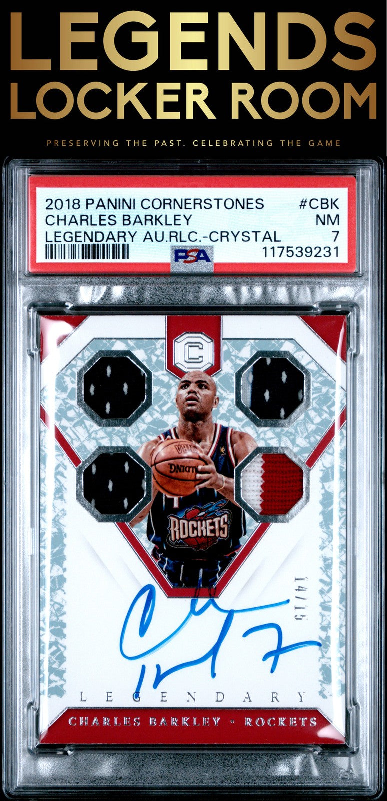 2018 Panini Cornerstones Legendary Auto Relics Charles Barkley /15 PSA 7