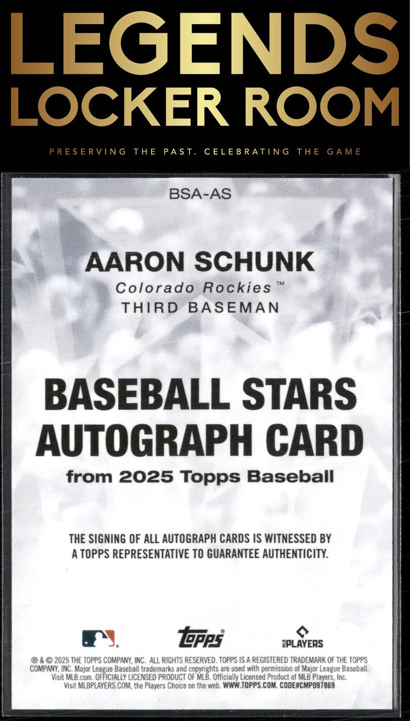 2025 Topps #BSA-AS Aaron Schunk Baseball Stars Autographs