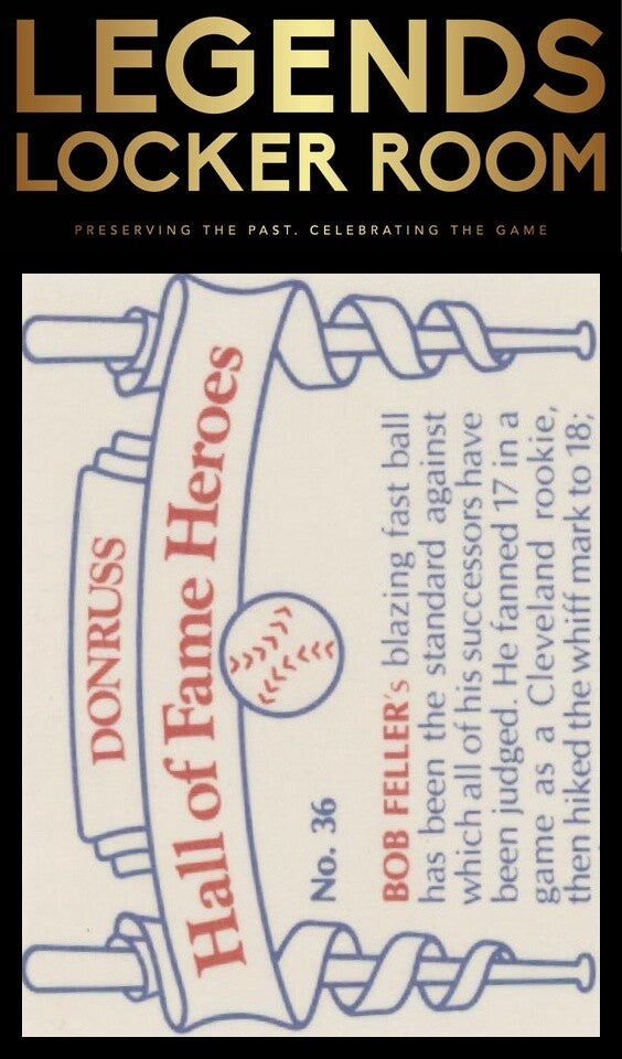 1983 Donruss Hall of Fame Heroes #36 Bob Feller