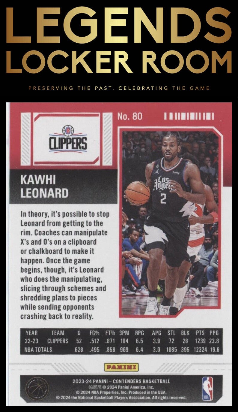 2023-24 Panini Contenders #80 Kawhi Leonard Season Ticket Retail