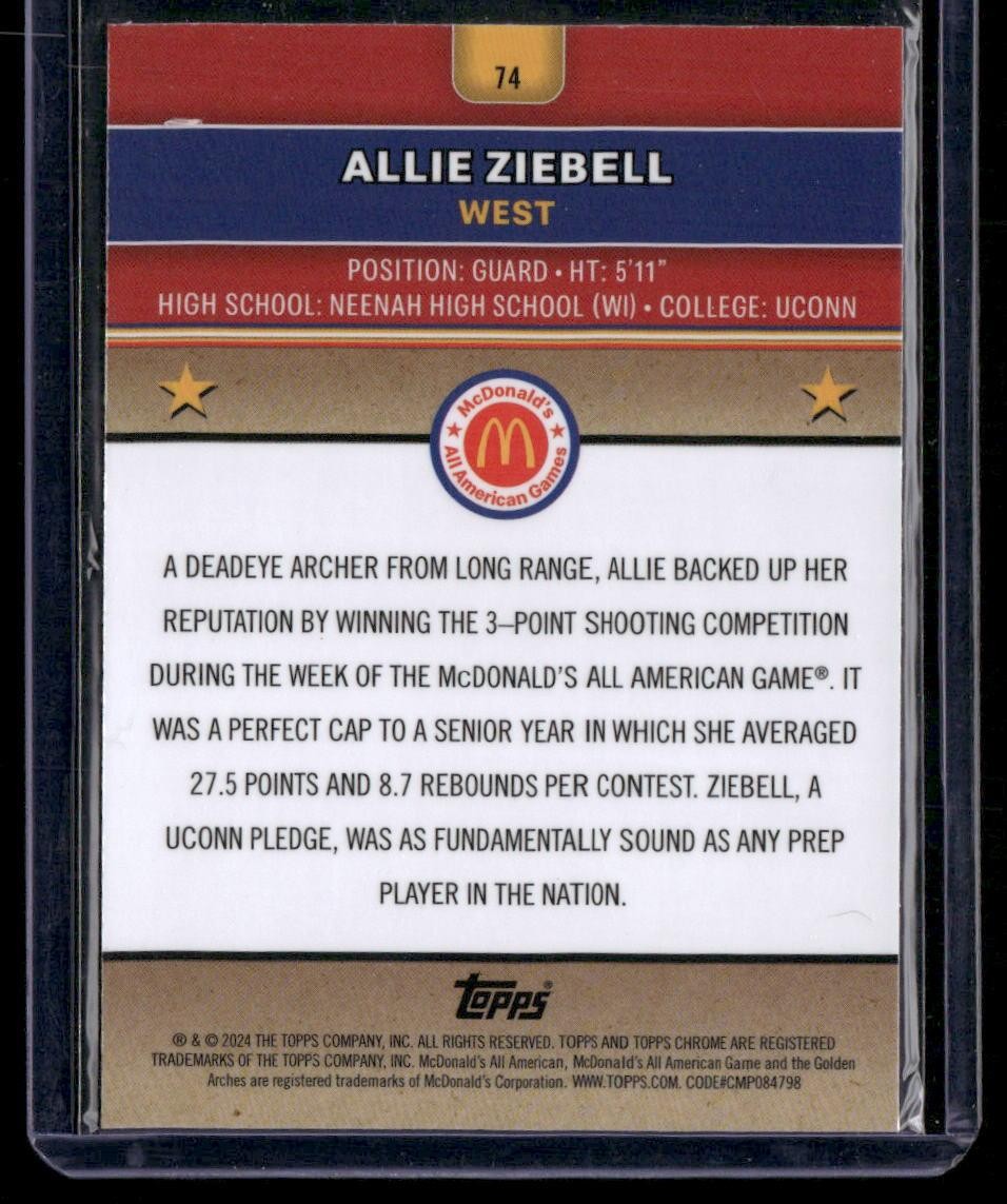 2024 Topps Chrome McDonald's All-American #74 Allie Ziebell