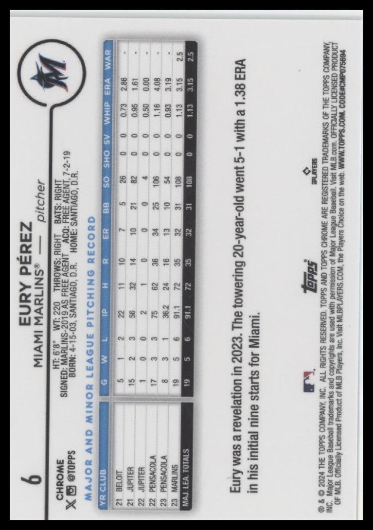 2024 Topps Chrome #6 Eury Pérez