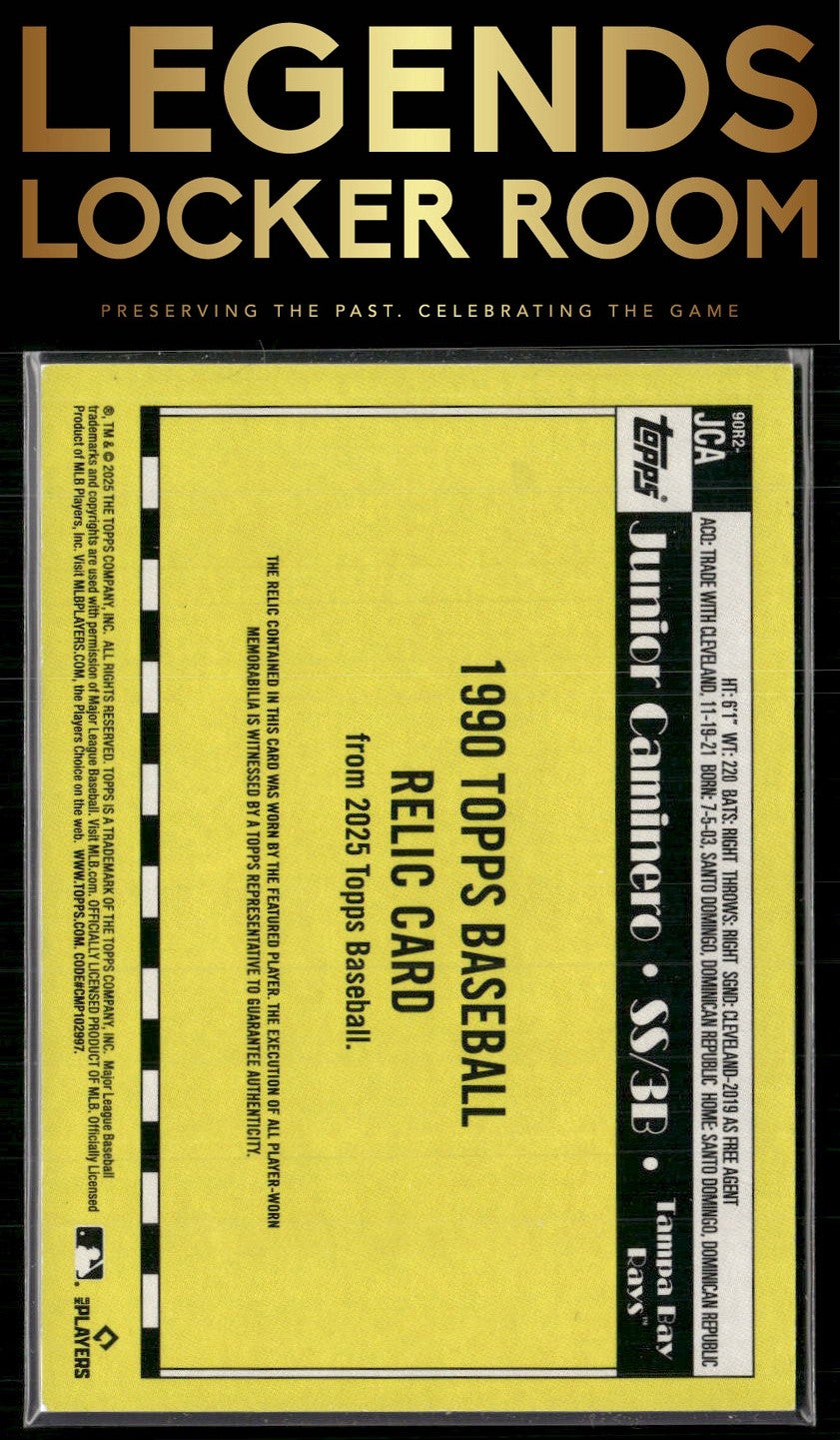 2025 Topps #90R2-JCA Junior Caminero 1990 Topps Baseball 35th Anniversary Relics