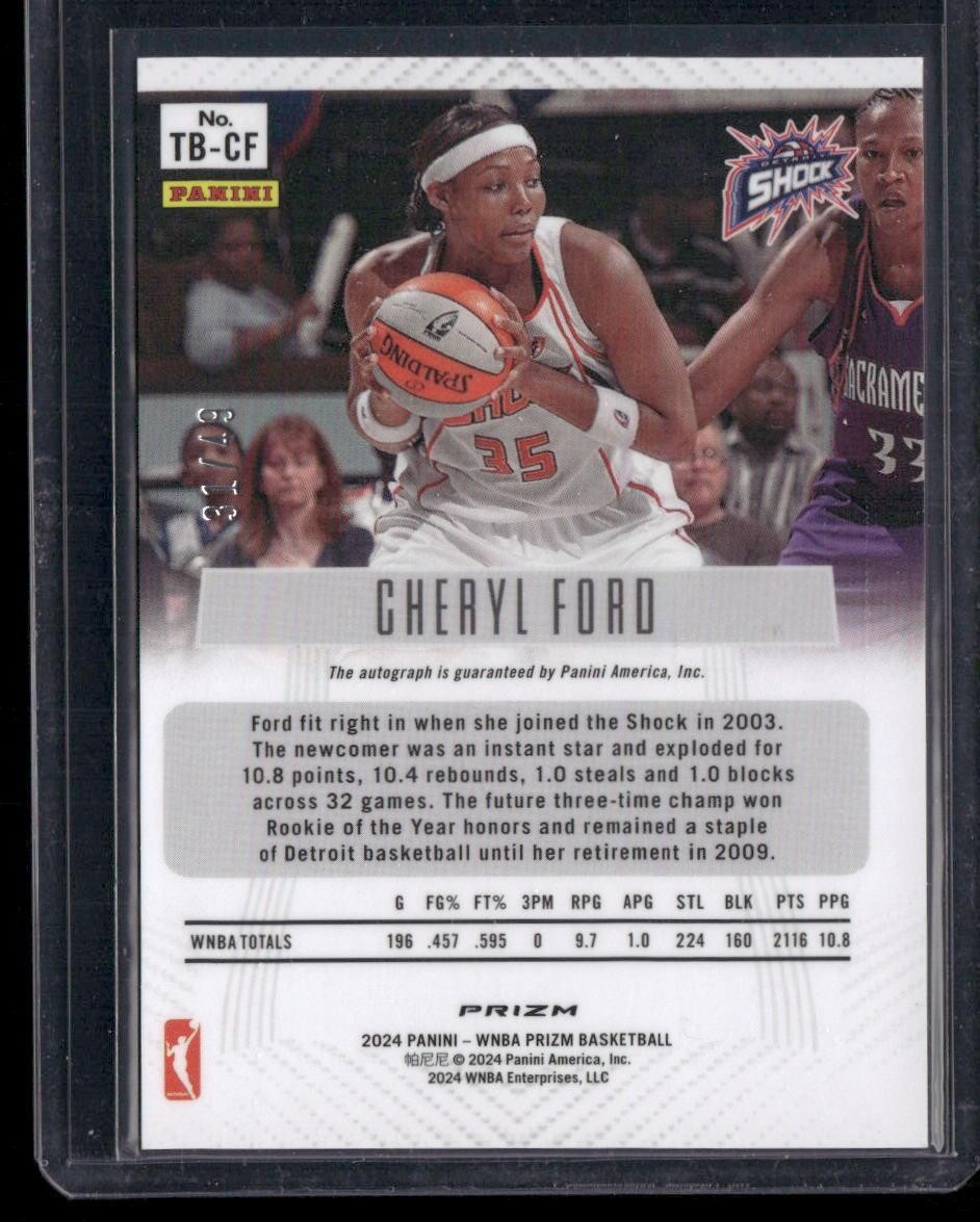2024 Panini Prizm WNBA Cheryl Ford Throwback Signatures Prizms Purple /49