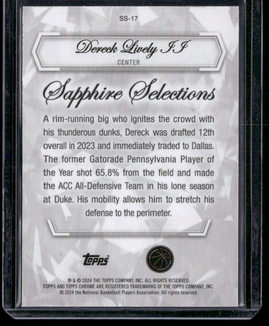 2023-24 Topps Chrome Sapphire #SS-17 Dereck Lively II Sapphire Selections