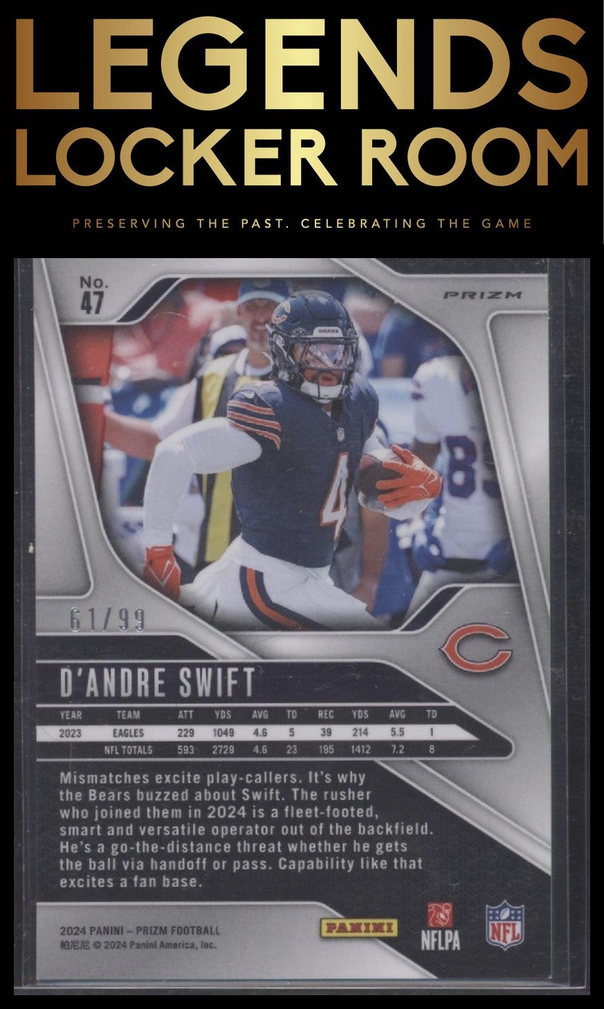 2024 Panini Prizm #47 D'Andre Swift Blue Ice #/99