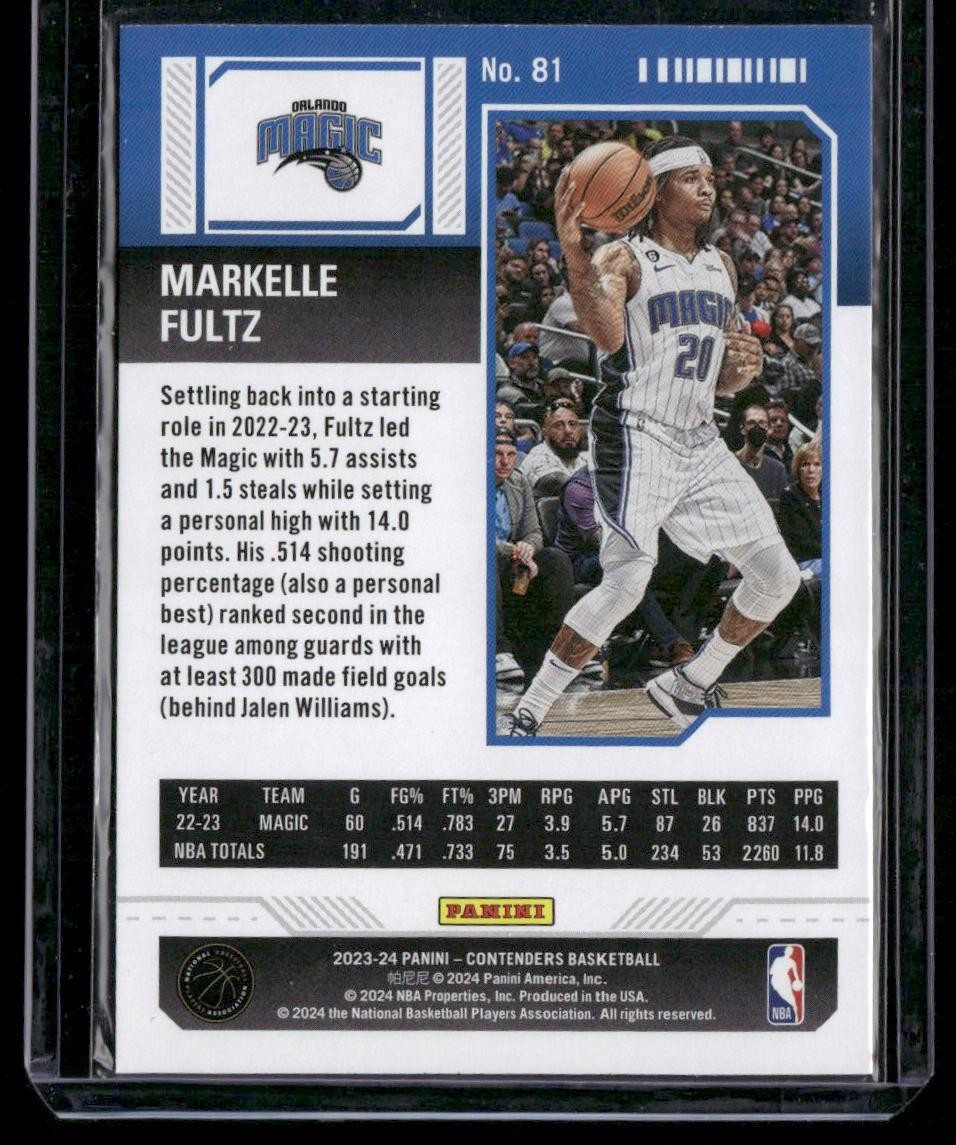 2023-24 Panini Contenders #81 Markelle Fultz