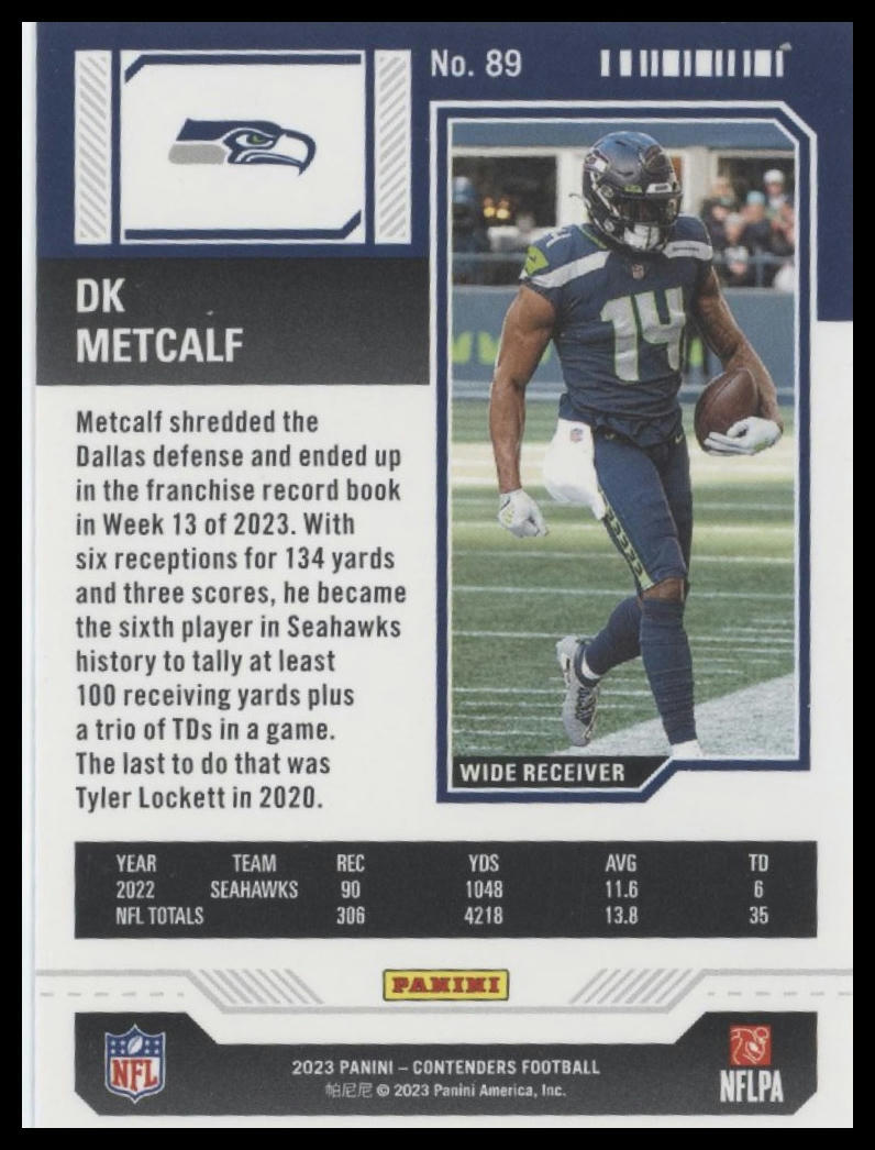 2023 Panini Contenders #89 DK Metcalf Season Ticket Retail