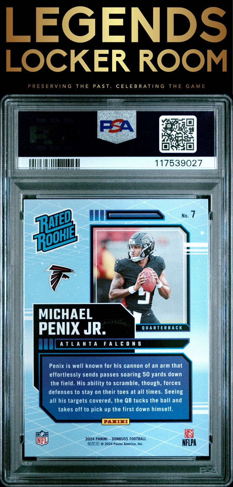 2024 Panini Donruss Rated Rookies Retro #7 Michael Penix Jr. PSA 10