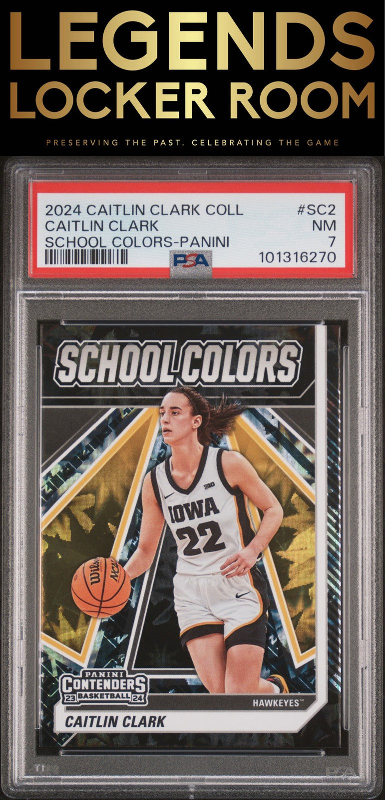 2024 Panini Caitlin Clark Collection School Colors Panini PSA 7